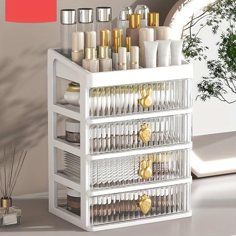 Transparent Desktop Storage Shelf with Drawer for Cosmetics and Stationery