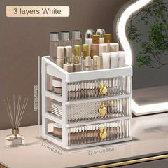 Transparent Desktop Storage Shelf with Drawer for Cosmetics and Stationery