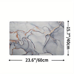Marbling Pattern Non Slip Bathroom Mat Absorbent Toilet Floor Mat