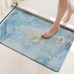 Marbling Pattern Non Slip Bathroom Mat Absorbent Toilet Floor Mat