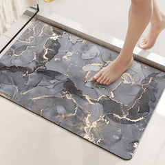 Marbling Pattern Non Slip Bathroom Mat Absorbent Toilet Floor Mat