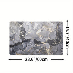 Marbling Pattern Non Slip Bathroom Mat Absorbent Toilet Floor Mat