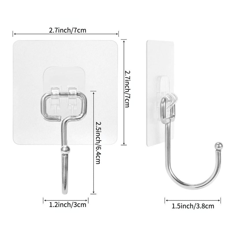 16pcs Large Adhesive Hooks Stainless Steel Towel Coat Hooks