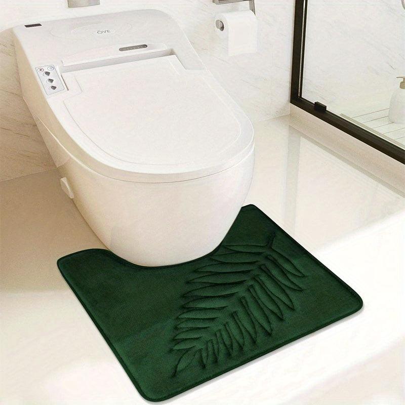 Soft Leaf Detail Anti-slip Bath Rug Cozy Polyester Bath Mat for Bathroom