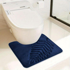 Soft Leaf Detail Anti-slip Bath Rug Cozy Polyester Bath Mat for Bathroom
