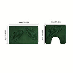 Soft Leaf Detail Anti-slip Bath Rug Cozy Polyester Bath Mat for Bathroom