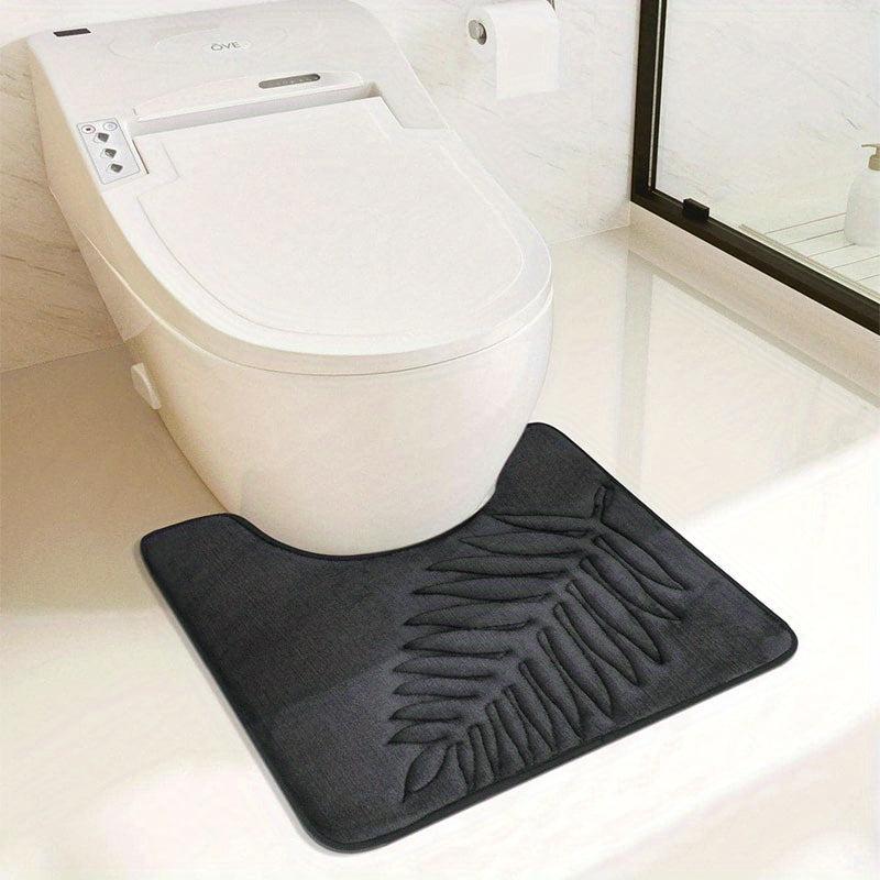 Soft Leaf Detail Anti-slip Bath Rug Cozy Polyester Bath Mat for Bathroom