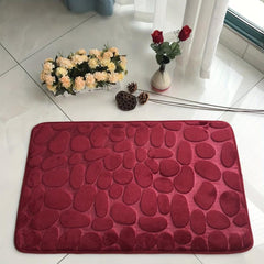 Cobblestone Embossed Bath Rug Soft Non Slip Absorbent Bath Mat for Home Bathroom