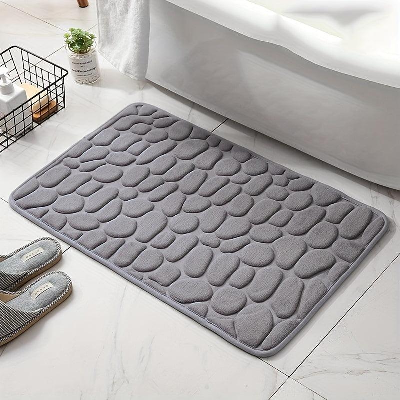 Cobblestone Embossed Bath Rug Soft Non Slip Absorbent Bath Mat for Home Bathroom