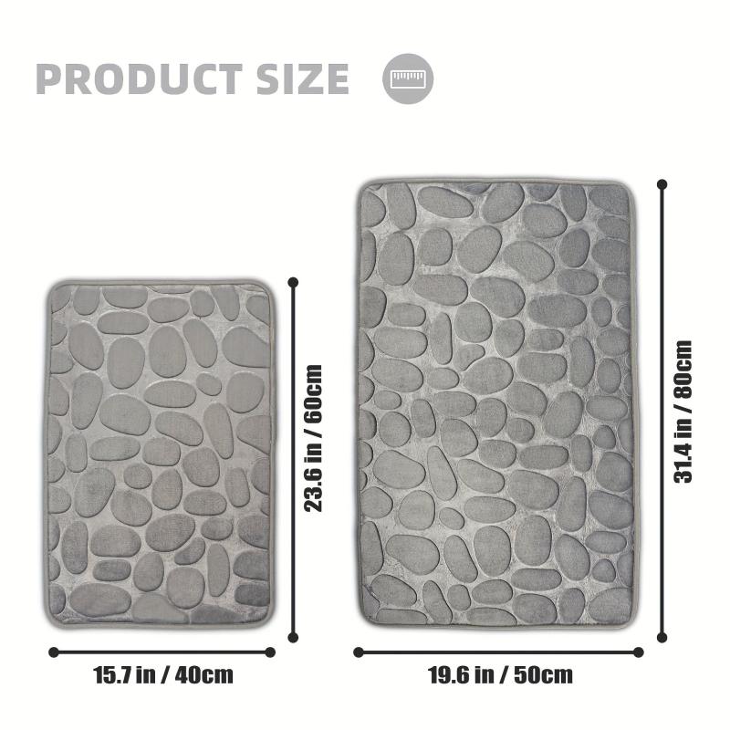 Cobblestone Embossed Bath Rug Soft Non Slip Absorbent Bath Mat for Home Bathroom