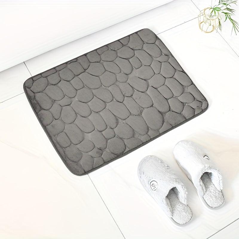 Cobblestone Embossed Bath Rug Soft Non Slip Absorbent Bath Mat for Home Bathroom