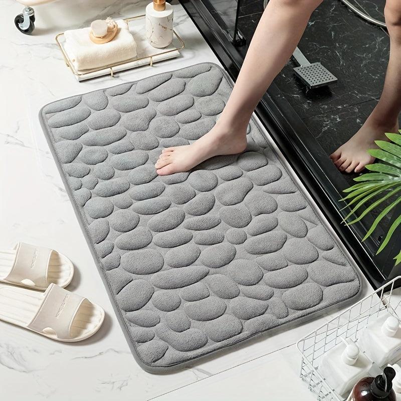 Cobblestone Embossed Bath Rug Soft Non Slip Absorbent Bath Mat for Home Bathroom