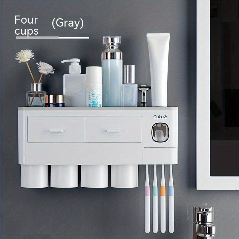 Space Saving Wall Mounted Toothpaste Dispenser And Toothbrush Holder