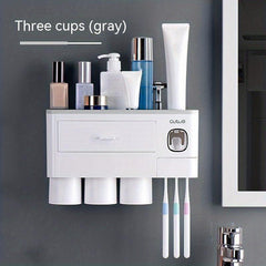Space Saving Wall Mounted Toothpaste Dispenser And Toothbrush Holder