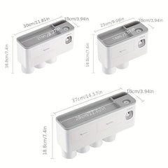 Space Saving Wall Mounted Toothpaste Dispenser And Toothbrush Holder