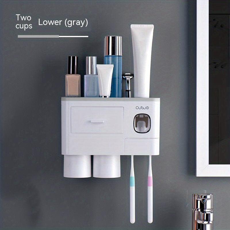 Space Saving Wall Mounted Toothpaste Dispenser And Toothbrush Holder