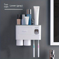 Space Saving Wall Mounted Toothpaste Dispenser And Toothbrush Holder