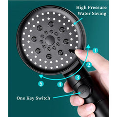 Filtered Handheld Shower Head 5 Spray Mode High Pressure
