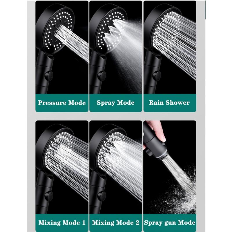 Filtered Handheld Shower Head 5 Spray Mode High Pressure