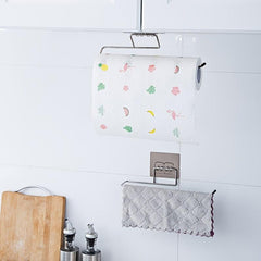 Self Adhesive Paper Towel Holder Stainless Steel Kitchen Rag Storage Rack