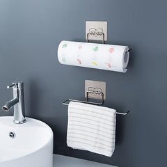 Self Adhesive Paper Towel Holder Stainless Steel Kitchen Rag Storage Rack