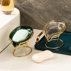 Self Draining Soap Holder Clear Plastic Soap Dish with Iron Frame