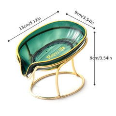 Self Draining Soap Holder Clear Plastic Soap Dish with Iron Frame