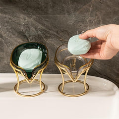 Self Draining Soap Holder Clear Plastic Soap Dish with Iron Frame