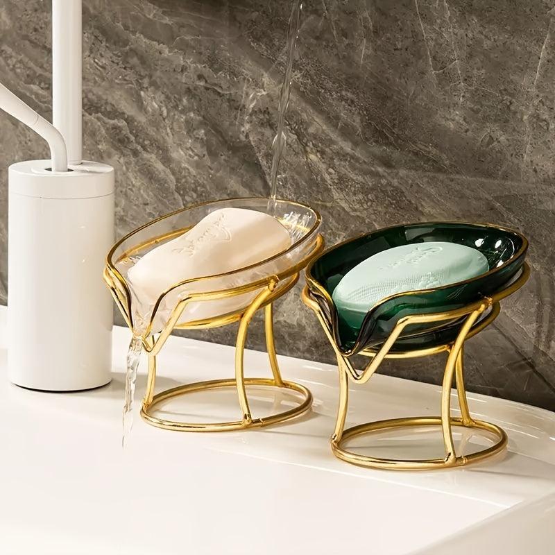 Self Draining Soap Holder Clear Plastic Soap Dish with Iron Frame
