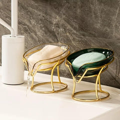 Self Draining Soap Holder Clear Plastic Soap Dish with Iron Frame