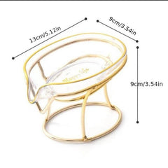 Self Draining Soap Holder Clear Plastic Soap Dish with Iron Frame