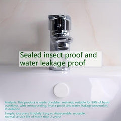 Basin Overflow Seal Cover - 10 Pack Round Sink Plug for Bathroom Cabinet