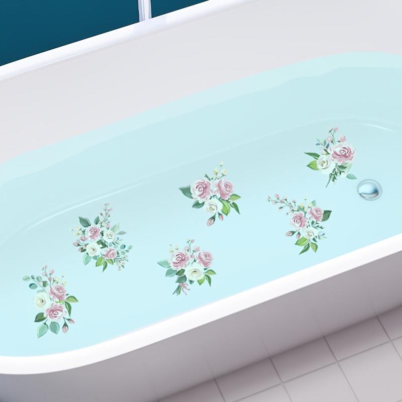 6pcs Non Slip Flower Bathtub Appliques Bathroom Decal