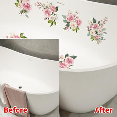 6pcs Non Slip Flower Bathtub Appliques Bathroom Decal