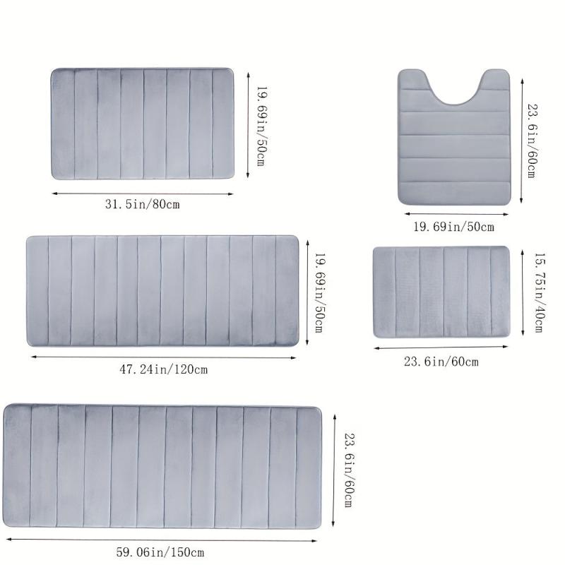 Memory Foam Bathmat Anti-skid Floor Rug Soft Bathtub Mat