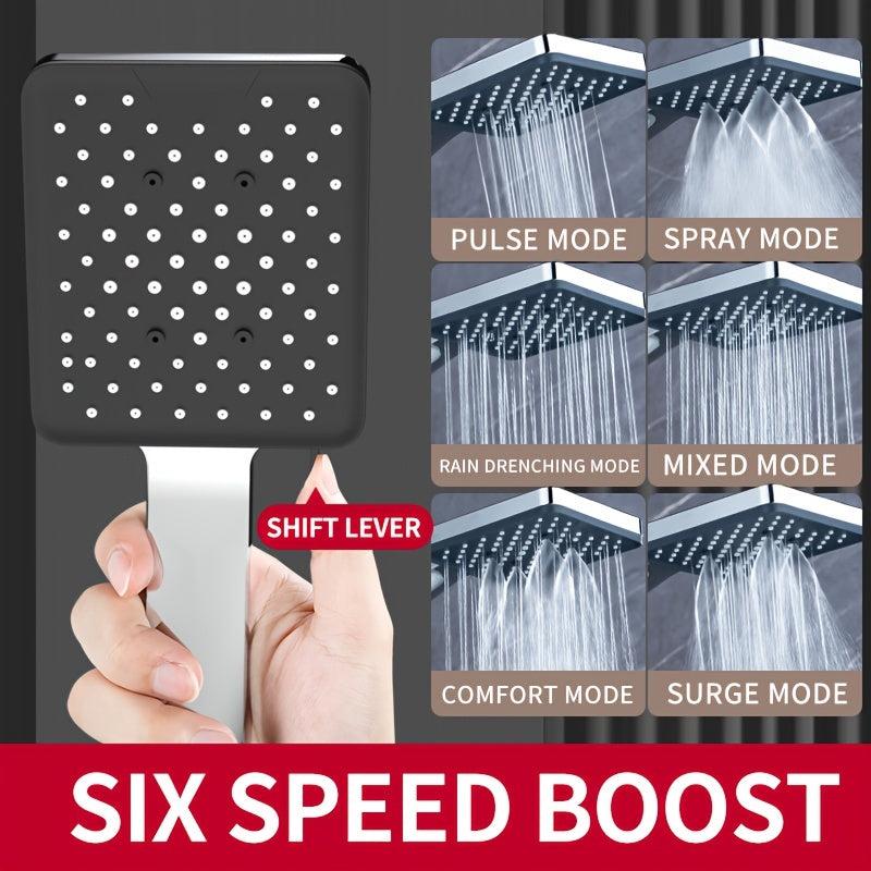 Supercharged Bathroom Shower Head Set Square Single Head Accessories