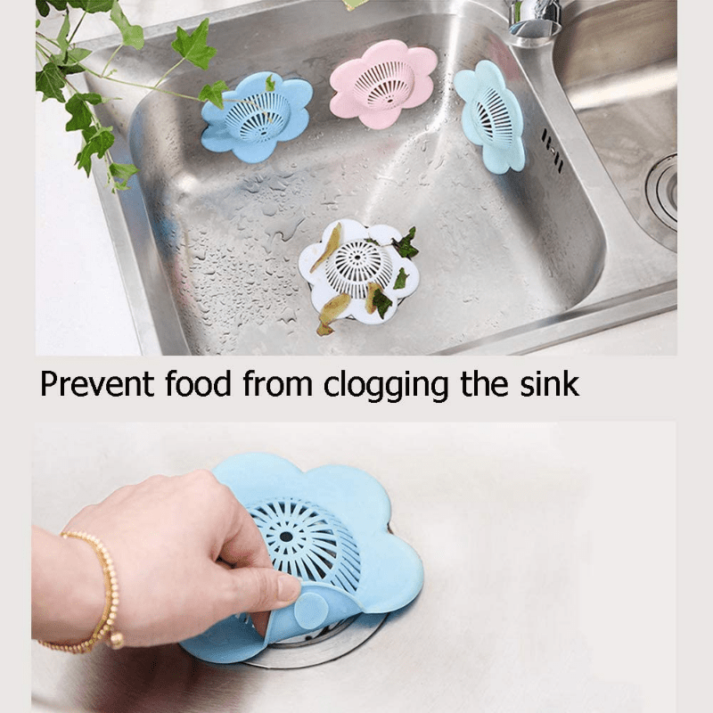 4pcs Floral Floor Drain Silicone Drain Strainer Bathroom Accessories
