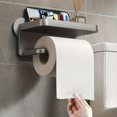 Toilet Roll Holder with Bear Pattern Shelf Wall Mounted Storage Rack