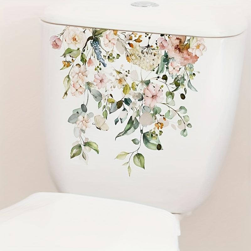 Tropical Green Plant Leaf Flower Toilet Sticker Home Decoration