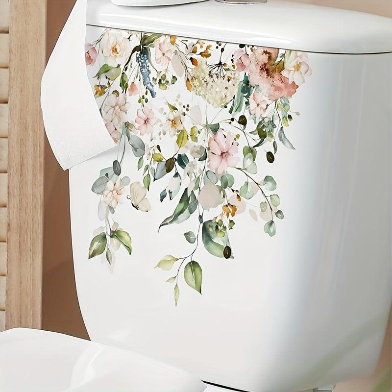 Tropical Green Plant Leaf Flower Toilet Sticker Home Decoration