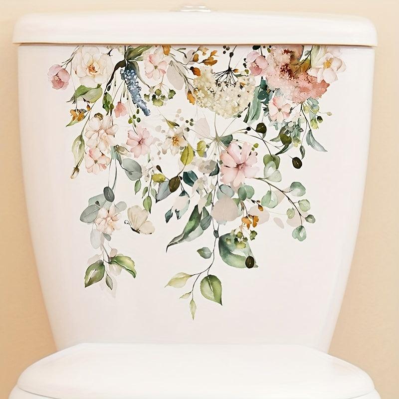 Tropical Green Plant Leaf Flower Toilet Sticker Home Decoration