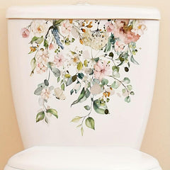 Tropical Green Plant Leaf Flower Toilet Sticker Home Decoration