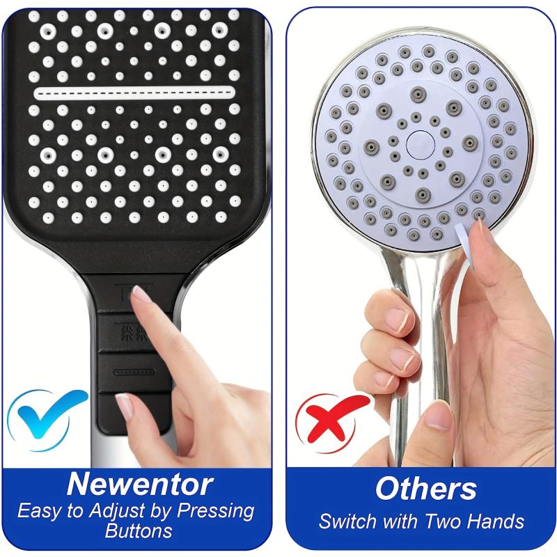 High Pressure Handheld Shower Head with 8 Modes - Water Saving Square Showerhead
