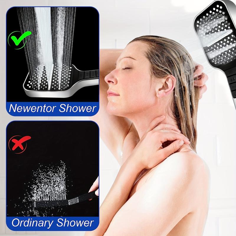 High Pressure Handheld Shower Head with 8 Modes - Water Saving Square Showerhead