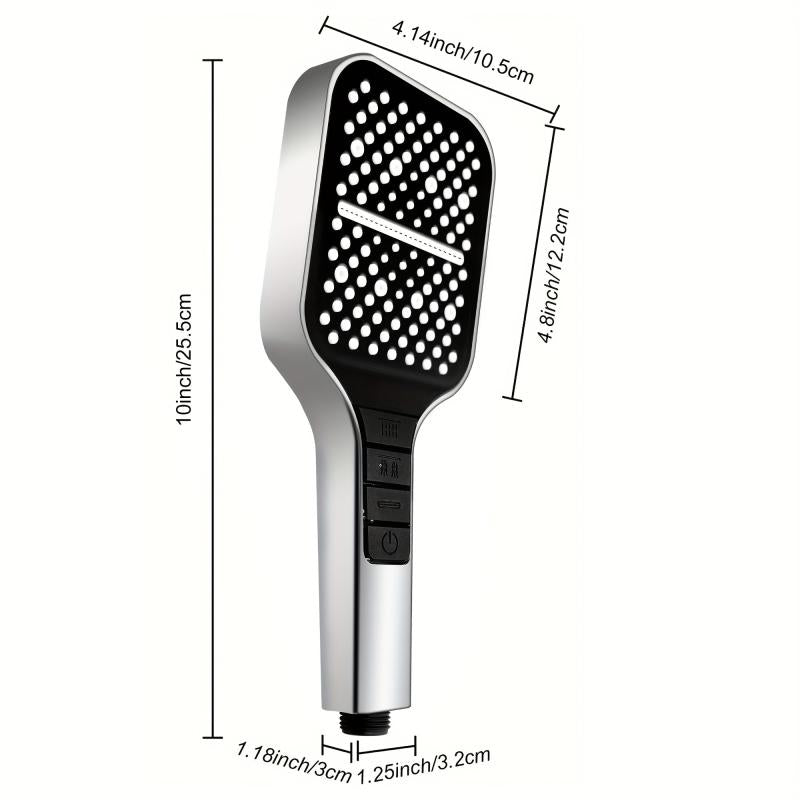 High Pressure Handheld Shower Head with 8 Modes - Water Saving Square Showerhead