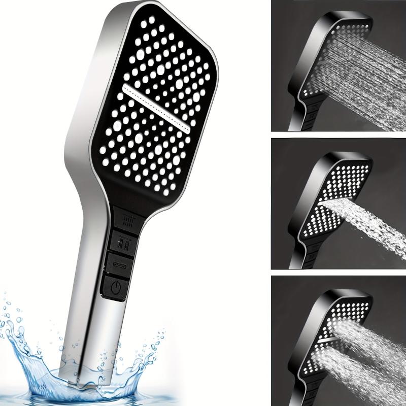 High Pressure Handheld Shower Head with 8 Modes - Water Saving Square Showerhead