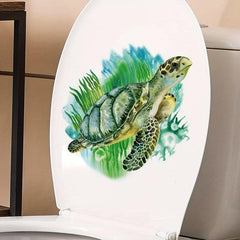 Sea Turtle Pattern Toilet Stickers Cartoon Animals Home Decoration