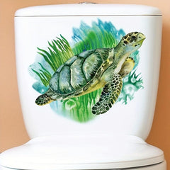 Sea Turtle Pattern Toilet Stickers Cartoon Animals Home Decoration
