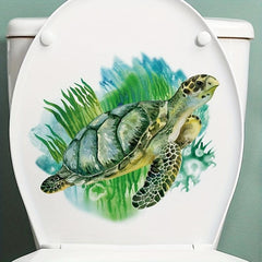 Sea Turtle Pattern Toilet Stickers Cartoon Animals Home Decoration