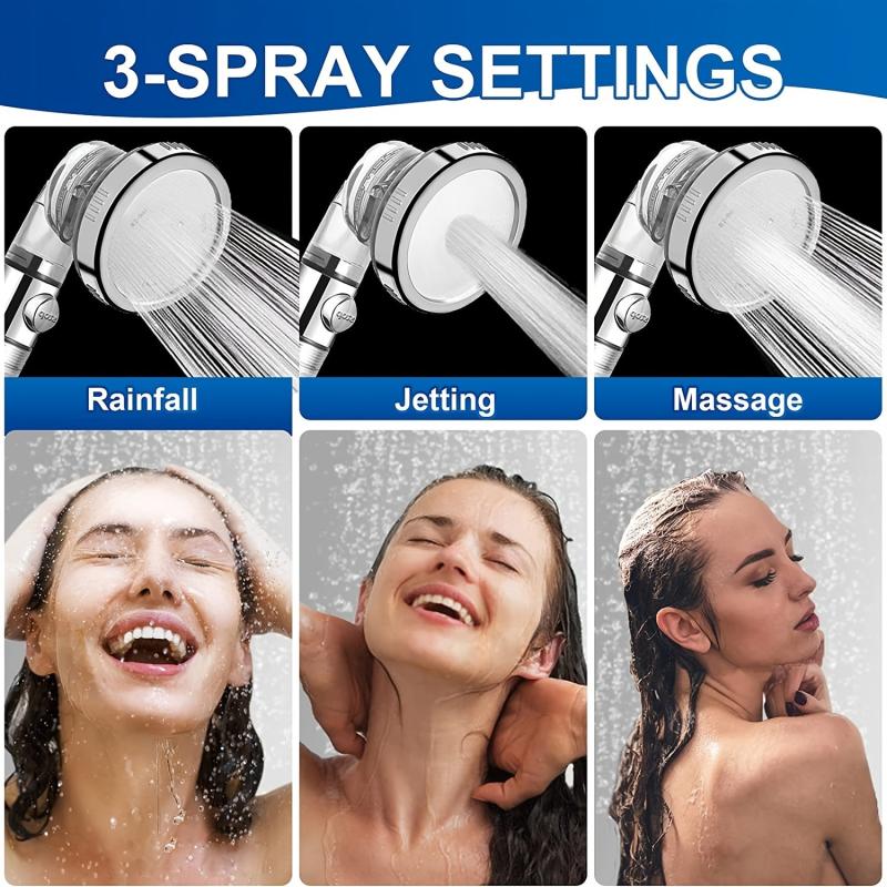 Filtered Shower Head With 4 Settings and Water Saving Feature